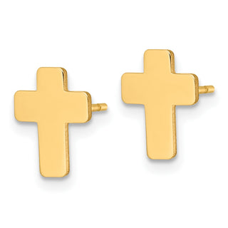 10k Yellow Gold 10.5mm Polished Cross Stud Earrings