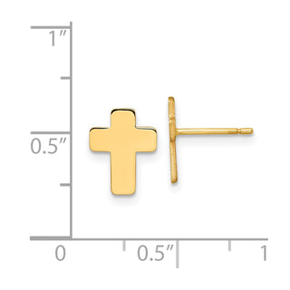 10k Yellow Gold 10.5mm Polished Cross Stud Earrings