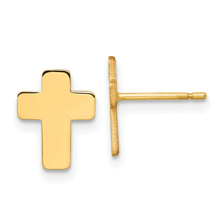 10k Yellow Gold 10.5mm Polished Cross Stud Earrings