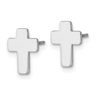 10k White Gold 10.5mm Polished Cross Stud Earrings