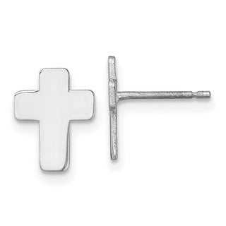 10k White Gold 10.5mm Polished Cross Stud Earrings