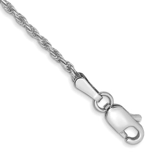 8" 10k White Gold 1.3mm Diamond-cut Machine Made Rope Chain