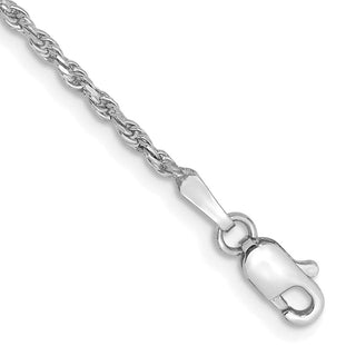 8" 10k White Gold 1.6mm Diamond-cut Machine Made Rope Chain