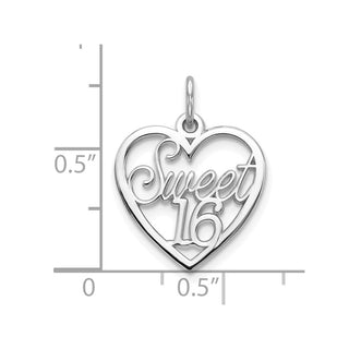 10K White Gold Sweet 16 In Heart Charm