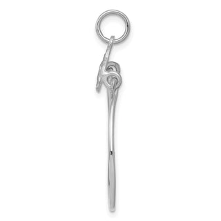 10K White Gold Double Hearts On Top Pendant Holder Pendant