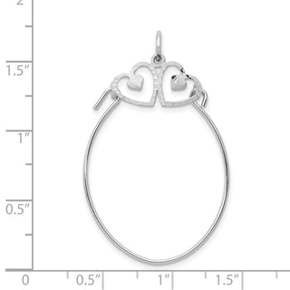 10K White Gold Double Hearts On Top Pendant Holder Pendant