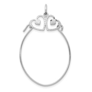 10K White Gold Double Hearts On Top Pendant Holder Pendant