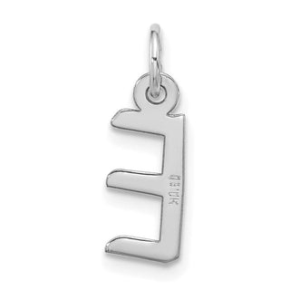 10k White Gold Large Slanted Block Initial E Charm