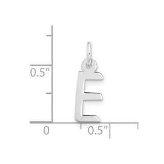 10k White Gold Large Slanted Block Initial E Charm