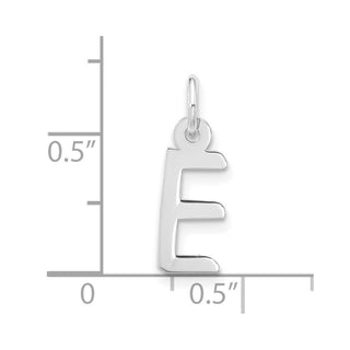 10k White Gold Large Slanted Block Initial E Charm