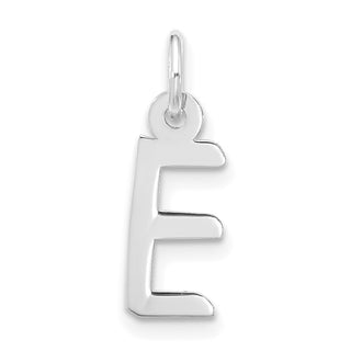 10k White Gold Large Slanted Block Initial E Charm