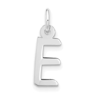 10k White Gold Large Slanted Block Initial E Charm