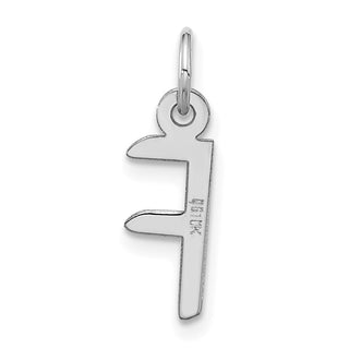 10k White Gold Large Slanted Block Initial F Charm