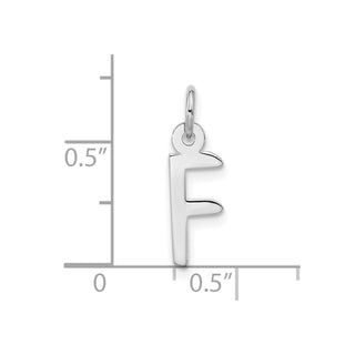 10k White Gold Large Slanted Block Initial F Charm