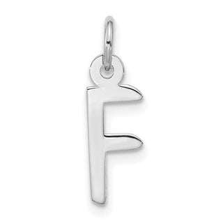 10k White Gold Large Slanted Block Initial F Charm