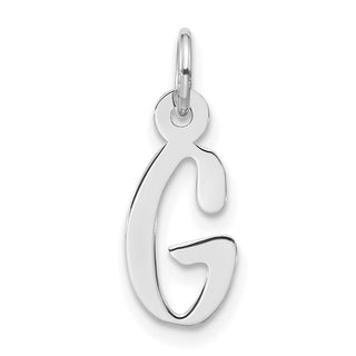 10k White Gold Large Slanted Block Initial G Charm