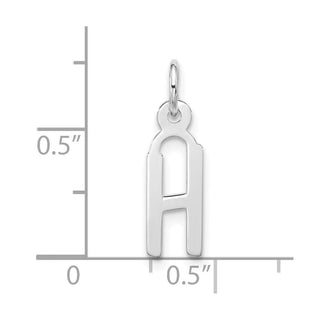 10k White Gold Large Slanted Block Initial H Charm