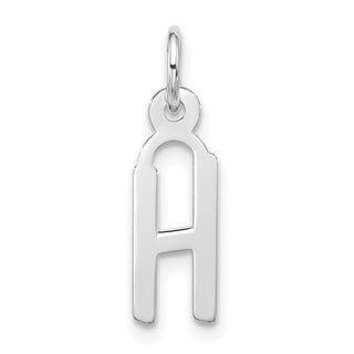 10k White Gold Large Slanted Block Initial H Charm