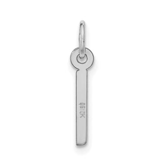10k White Gold Large Slanted Block Initial I Charm
