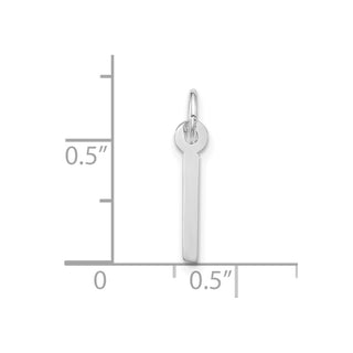 10k White Gold Large Slanted Block Initial I Charm