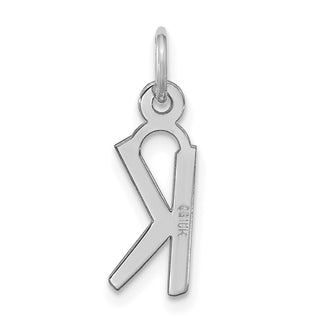 10k White Gold Large Slanted Block Initial K Charm