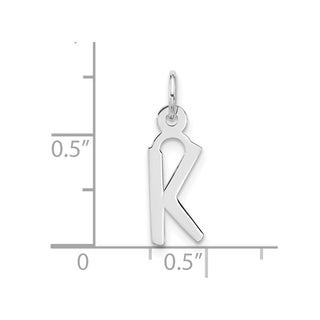 10k White Gold Large Slanted Block Initial K Charm