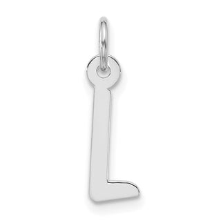 10k White Gold Large Slanted Block Initial L Charm
