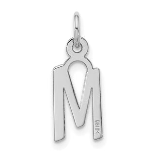 10k White Gold Large Slanted Block Initial M Charm