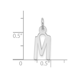 10k White Gold Large Slanted Block Initial M Charm