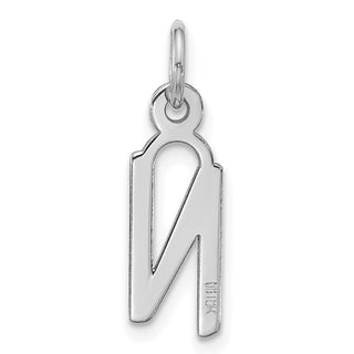10k White Gold Large Slanted Block Initial N Charm