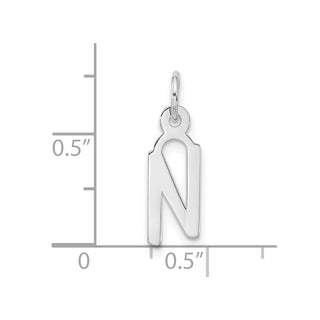 10k White Gold Large Slanted Block Initial N Charm