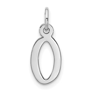 10k White Gold Large Slanted Block Initial O Charm