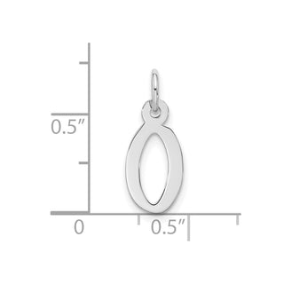 10k White Gold Large Slanted Block Initial O Charm