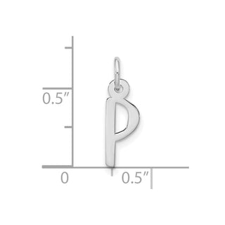 10k White Gold Large Slanted Block Initial P Charm