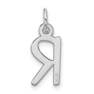 10k White Gold Large Slanted Block Initial R Charm