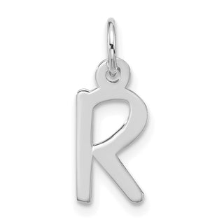 10k White Gold Large Slanted Block Initial R Charm