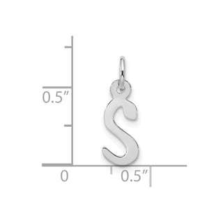 10k White Gold Large Slanted Block Initial S Charm