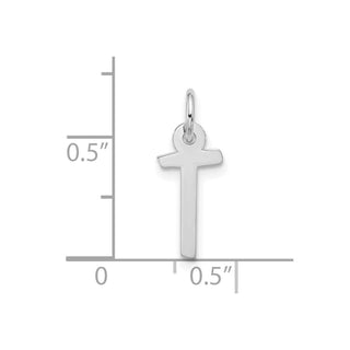 10k White Gold Large Slanted Block Initial T Charm
