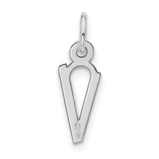 10k White Gold Large Slanted Block Initial V Charm