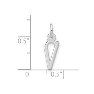 10k White Gold Large Slanted Block Initial V Charm