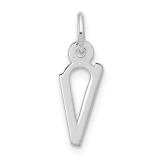 10k White Gold Large Slanted Block Initial V Charm