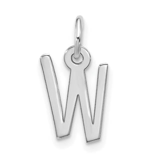 10k White Gold Large Slanted Block Initial W Charm