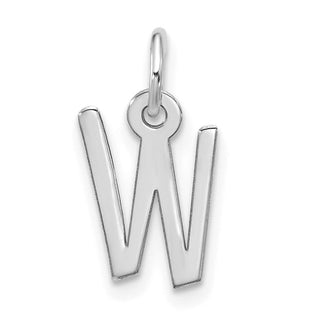 10k White Gold Large Slanted Block Initial W Charm