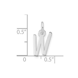 10k White Gold Large Slanted Block Initial W Charm