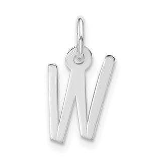 10k White Gold Large Slanted Block Initial W Charm