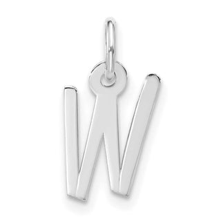 10k White Gold Large Slanted Block Initial W Charm