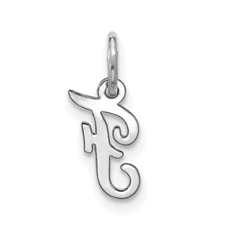10k White Gold Small Script Initial F Charm 10WC1556F