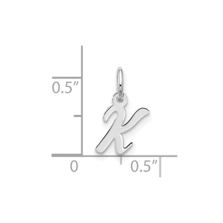 10k White Gold Small Script Initial K Charm 10WC1556K