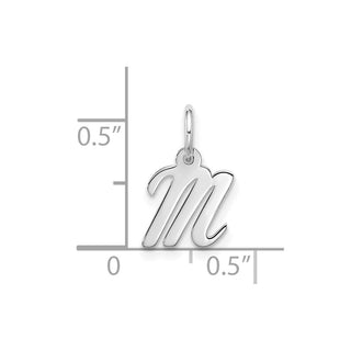 10k White Gold Small Script Initial M Charm 10WC1556M