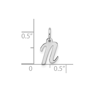 10k White Gold Small Script Initial N Charm 10WC1556N